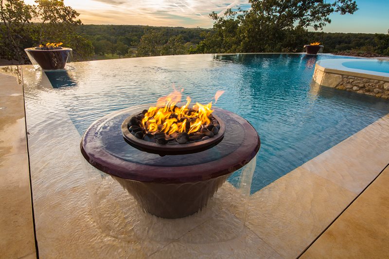 Shimmering Water Pools Fire Pit