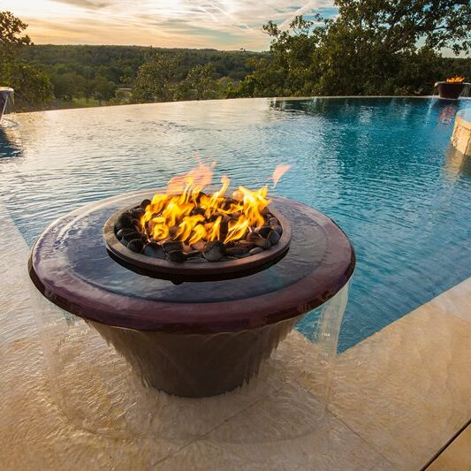 Shimmering Water Pools Fire Pit